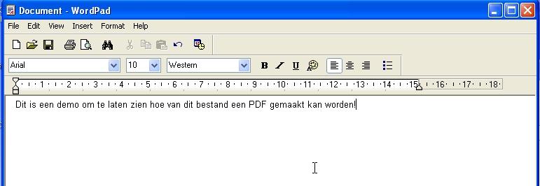 PDF Creator demo document vanuit Wordpad