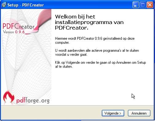PDF Creator Welkomsscherm plaatje.