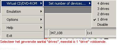Plaatje van het de opties om het aantal virtuele drives in te stellen.